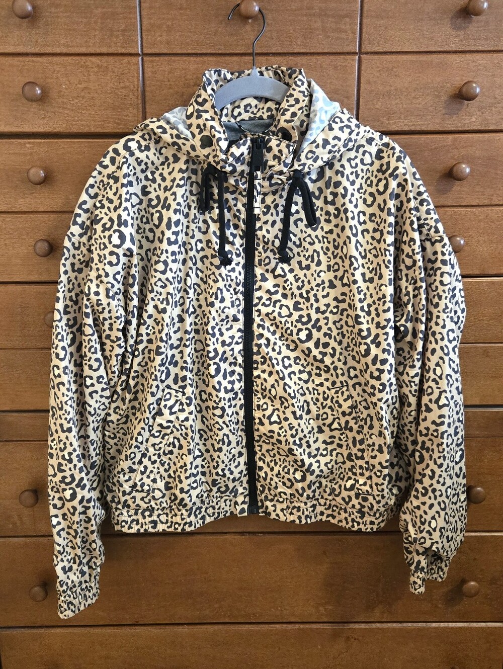 Hollister Women's Leopard Print Bomber Jacket - Beige & Black